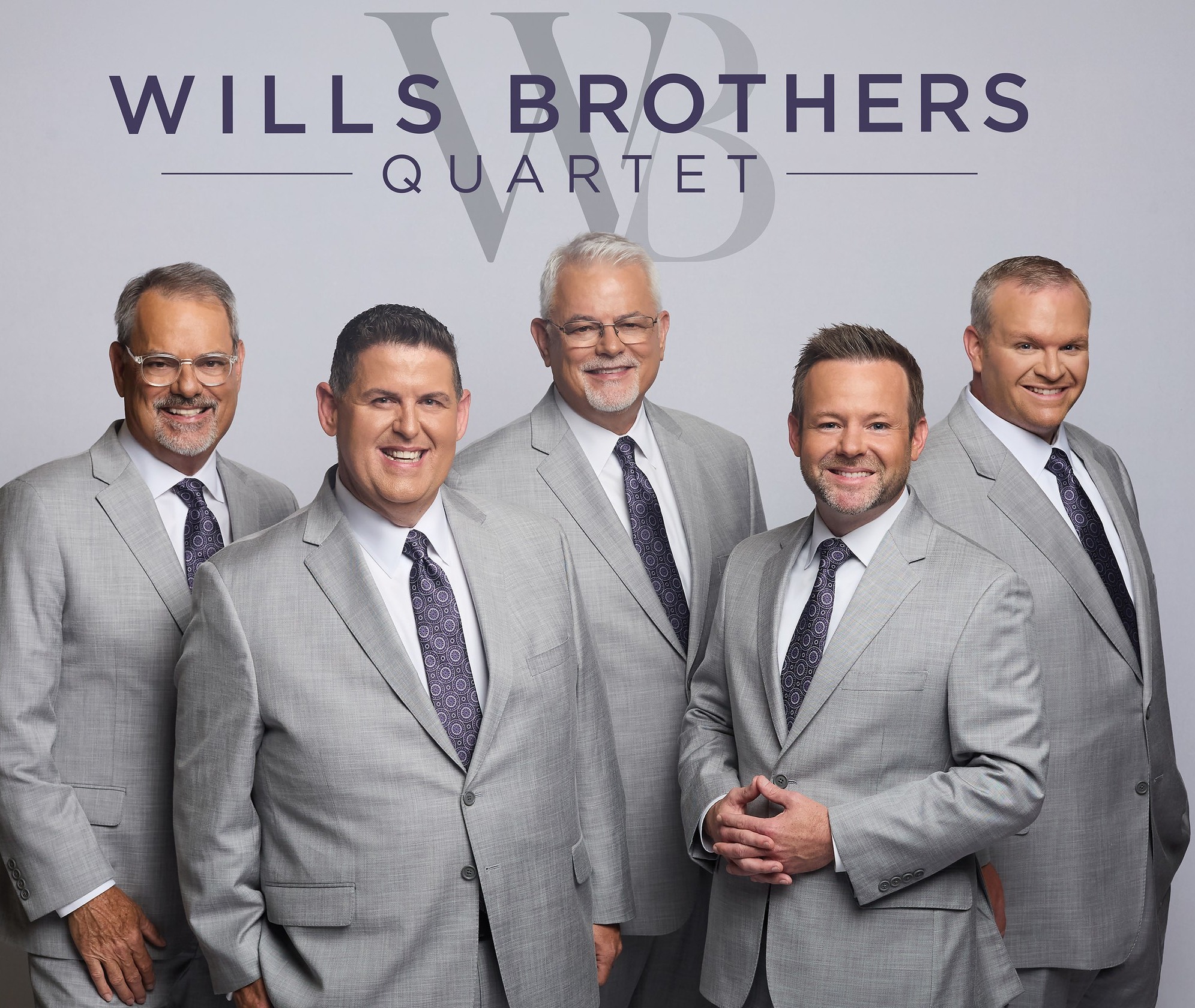 Wills Brothers Quartet group portrait, with logo